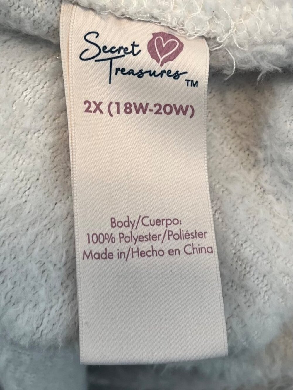 Secret Treasures Fleece Pajama Set Winter White / Ice Plus Size 2X - Picture 9 of 10